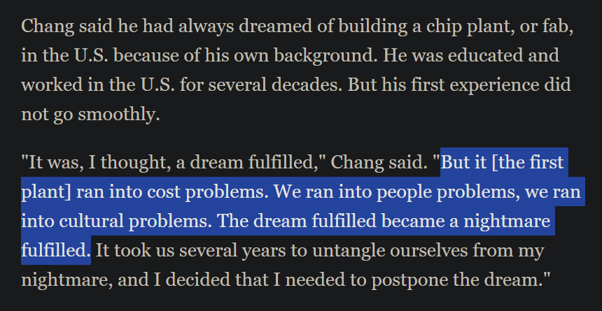 ReiMurasame's tweet photo. On 07 December in Arizona, TSMC founder Morris Chang delivered a bizarre and rambling speech, in which he declared that globalisation is 'dead' and implied that production in the US no longer has cultural or cost problems, while providing no evidence. https://t.co/6n7SFNZQH9 https://t.co/HtA6qYs8CM