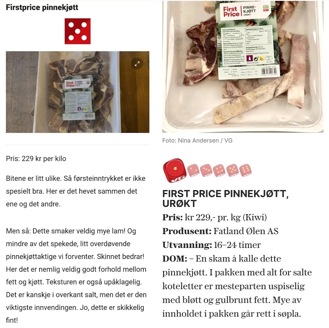 hmhelland's tweet image. Slik bare for å gjøre det enkelt kan man jo lese en test før man handler pinnekjøt? Eller nei.. får stole på seg sjølve i år igjen.. :)