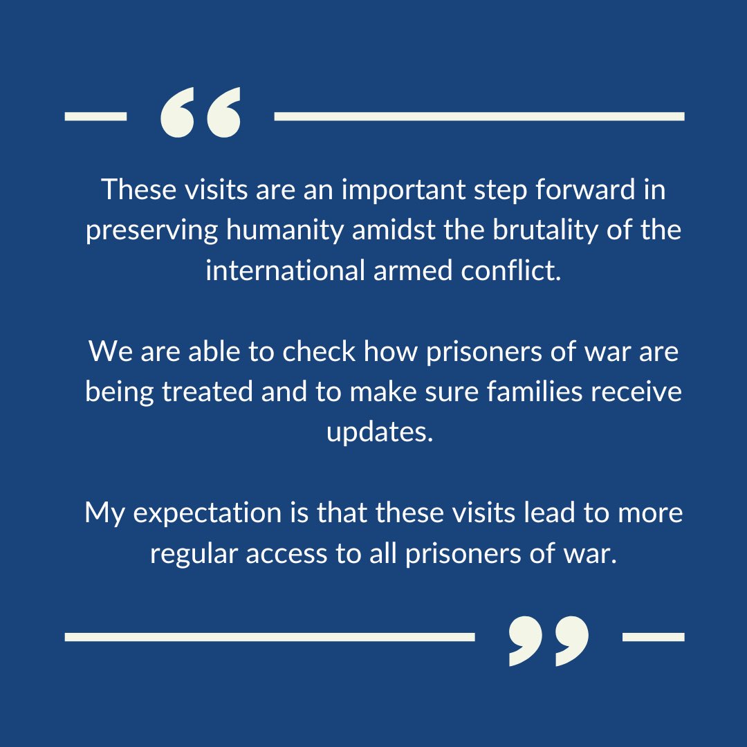 In recent weeks, we've been able to visit more prisoners of war held in the Russia-Ukraine international armed conflict.  
 
Our news release here: 

icrc.org/en/document/ru…