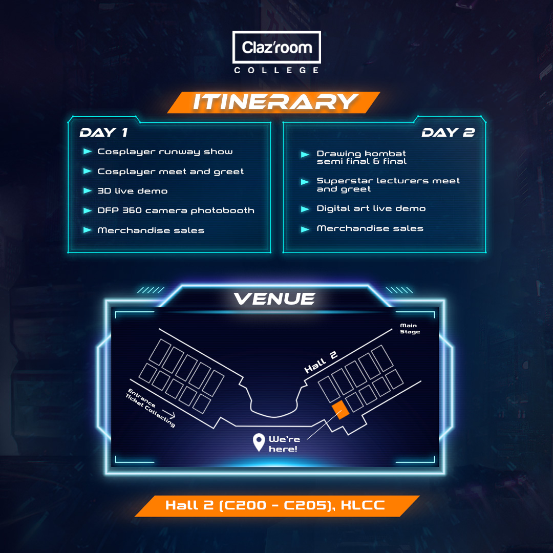 ClazroomCollege's tweet photo. Comic Fiesta is just around the corner. This time we are coming with exciting activity and intense lucky draw session. Make sure you drop us a visit and join the fun together!

Check out our post below 👇 See you guys soon at #comicfiesta2022 🥳
#clazheat
#sharingiscaring https://t.co/a1as9I6yIh