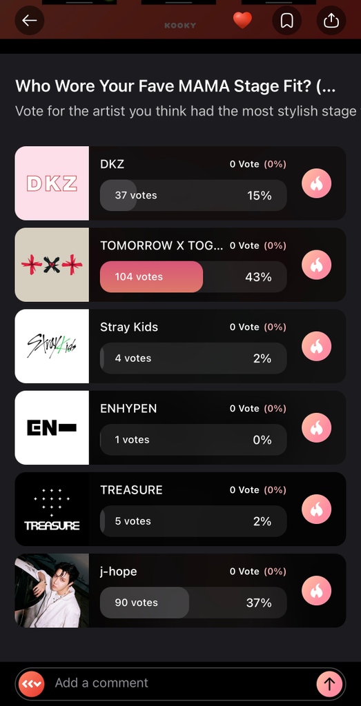 kooky__official's tweet photo. 📰 SPOTLIGHT VOTE UPDATE (5days left!)
This is your daily reminder to vote & completed the mission with #MAMAStyle to earn 10+ extra votes & attendance Kookys! ❤️🔥
🗳️ https://t.co/Cv9a8SaY5M
Now :🥇#TXT 🥈#JHope 🥉#DKZ
#StrayKids #ENHYPEN #Treasure
https://t.co/XcmOMtfmPA https://t.co/IqlsTcr8vj