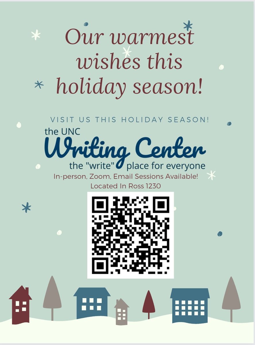 UncoWriting's tweet image. Hello, Bears! We just wanted to post one last time to tell all of you happy holidays and good luck on the rest of your finals! The Writing Center will reopen on January 17th. Sko Bears!