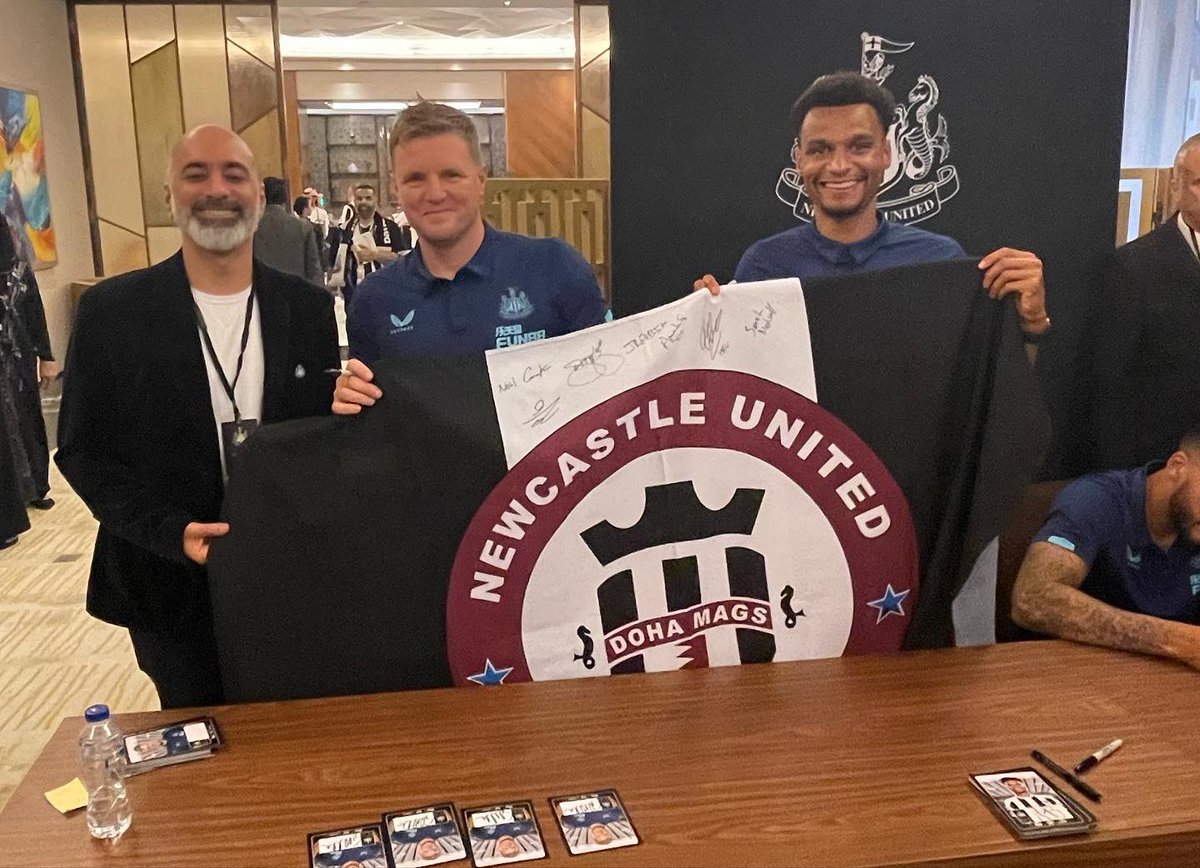 NewcastleQatar's tweet photo. Wor flag 😍
Thanks to everyone at @NUFC for the great event and the amazing engagement with the fans. #NUFCinRiyadh #NUFC https://t.co/h2qf1w8kBb