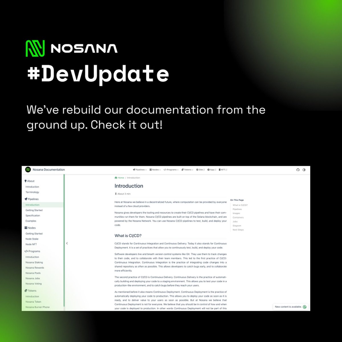 nosana_ai's tweet photo. Want to know more about the way that our network works?

Check out the documentation for pipelines and nodes: 
https://t.co/rsn1Kx8AY0

#CICD #devs #development #crowdcomputing #Web3 https://t.co/us6iKAfOA3