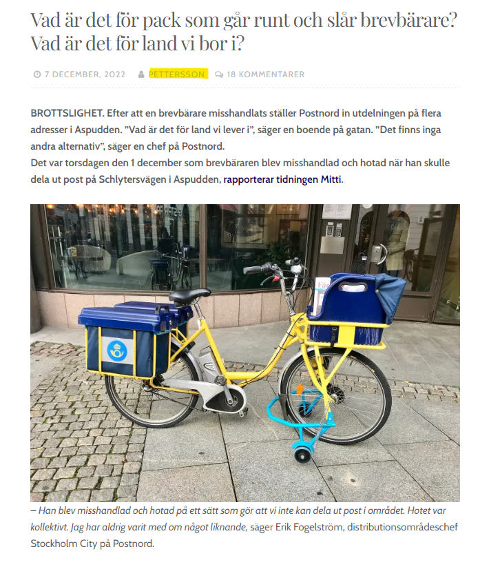 Stort_allvar's tweet photo. Ja, det är en berättigad fråga.
Förr körde lantbrevbärarna ut pensionen i kontanter, det funkade utmärkt utan rån och våld.

Idag kan inte ens vanlig post delas ut, utan att det finns risk för överfall.

Vad har hänt med Sverige? https://t.co/k0ggc0QxOR