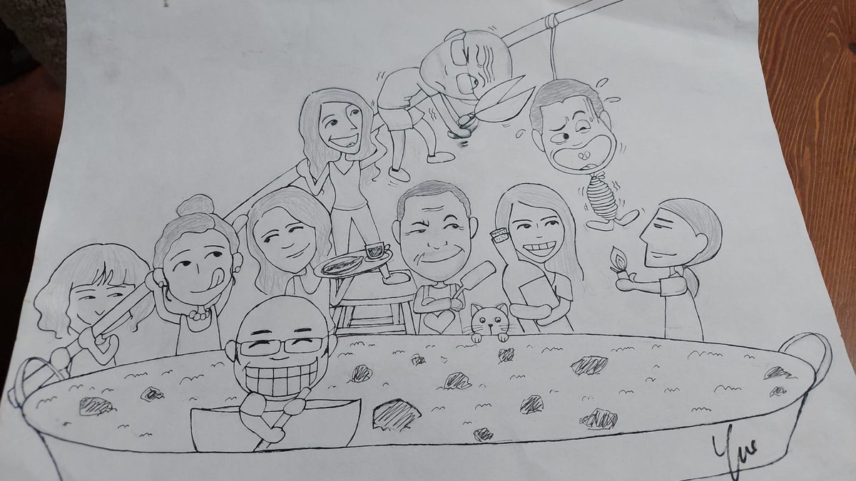 Nos visita Yue diez años después y nos reconocemos en la caricatura que hizo del equipo de CastiLa en 2012. Y tú, ¿los reconoces?