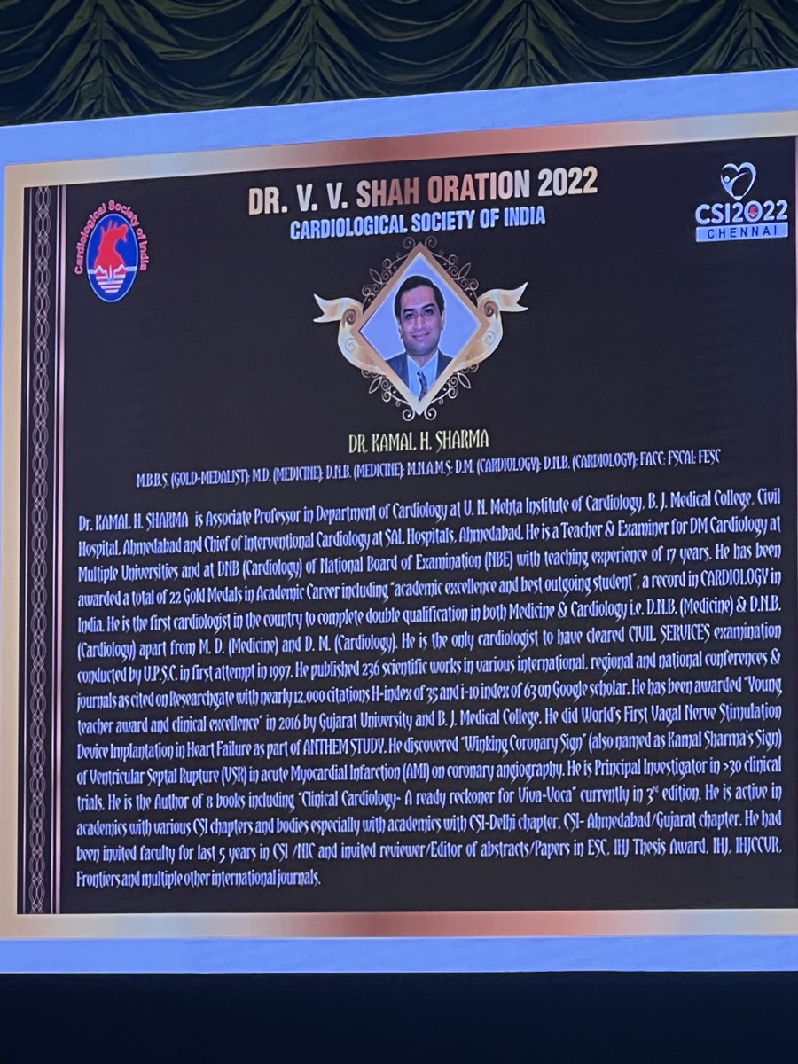 CsiChennai's tweet image. ⁦@kamalcardiodoc1⁩ ⁦@purviparwani⁩ ⁦@pmanokar⁩ Proud of You. Dr VV Shah Oration. #CSI2022