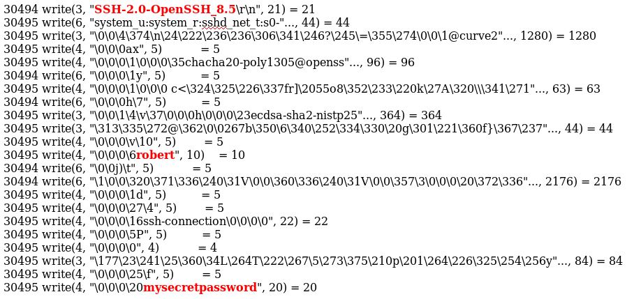 0xdea's tweet image. Sniffing SSH passwords

TL;DR
# pgrep -l sshd
6235 sshd
# strace -f -p 6235 -e trace=write -o capture

networklogician.com/2021/04/17/sni…