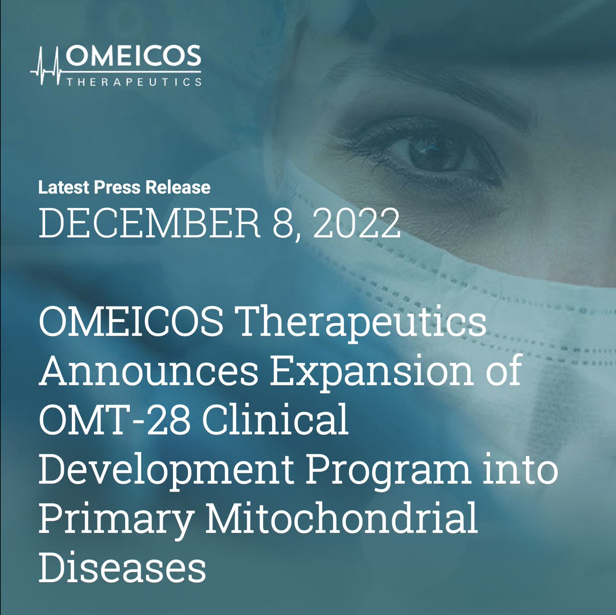 omeicos's tweet photo. Based on the established safety profile, biomarker data including #GDF15 #IL6 #PTX3 and #hsCRP, and funding secured from our current investors, we are pleased to expand our OMT-28 development program into Primary Mitochondrial Diseases, with a Phase II start expected for 2023. https://t.co/TfUnrQduaC