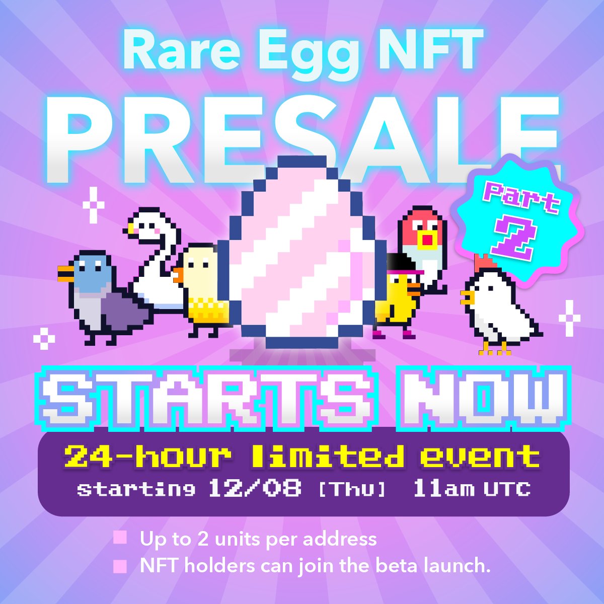 TwitFi_official's tweet photo. 🥂🐦Presale Part 2 Starts🐦🥂
🕺24 hours only💃

https://t.co/a4JEJlcNmE

⏰Until 12/09 at 11am UTC

Your last chance to get Rare Egg NFT at a great price🔥

*We will award a Medicine item at Beta to everyone who quote RT this tweet before the end of Presale Part 2🚀

#TwitFi https://t.co/CUTBbrZpcS