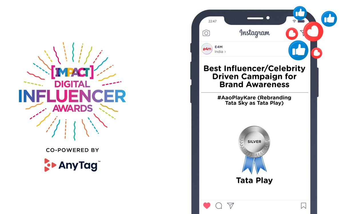 e4mevents's tweet photo. Congratulations to the team Chimp&z Inc & Tata Play for winning Silverin the category- Best Influencer/Celebrity Driven Campaign for Brand Awareness at the #ImpactDigitalInfluencer Awards 2022 @Chimpandzinc @TataPlayin @AnyMindGroup https://t.co/nsO9G7Kj6O