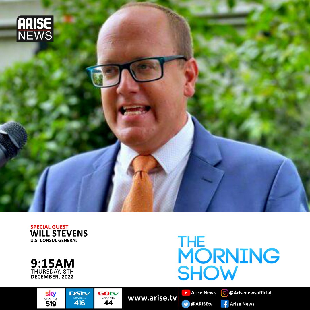 Live on #TheMorningShow Will Stevens, Consul General at the U.S. Consulate General in Lagos joins @abati1990 @ruffydfire @ayomairoese for an exclusive interview on U.S - Nigeria Bilateral Relations
