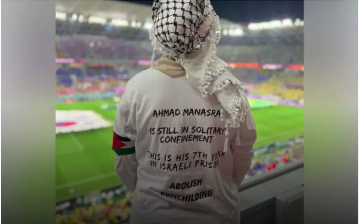 muhammadshehad2's tweet photo. Israeli media is attacking @kurd_muna for wearing this shirt

Ahmad Manasra, arrested at the age of 13 in 2015, has developed serious psychiatric conditions while in prison. He's been in solitary confinement for a year. His mental health's reached a level of life-threatening risk https://t.co/n83FCMu1Es