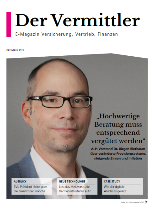 VVW_Karlsruhe's tweet photo. Die Dezember-Ausgabe von "Der Vermittler" ist online! Themen: @alhgruppe -Vorstand Jürgen Bierbaum über Provisionssysteme, @BVK_Presse-Präsident Michael H. Heinz über die Zukunft der Branche, @VPV_de-Markenbotschafterin @beatriceegli im Interview. https://t.co/sGVBpZyDEH https://t.co/44SoCSgvNP