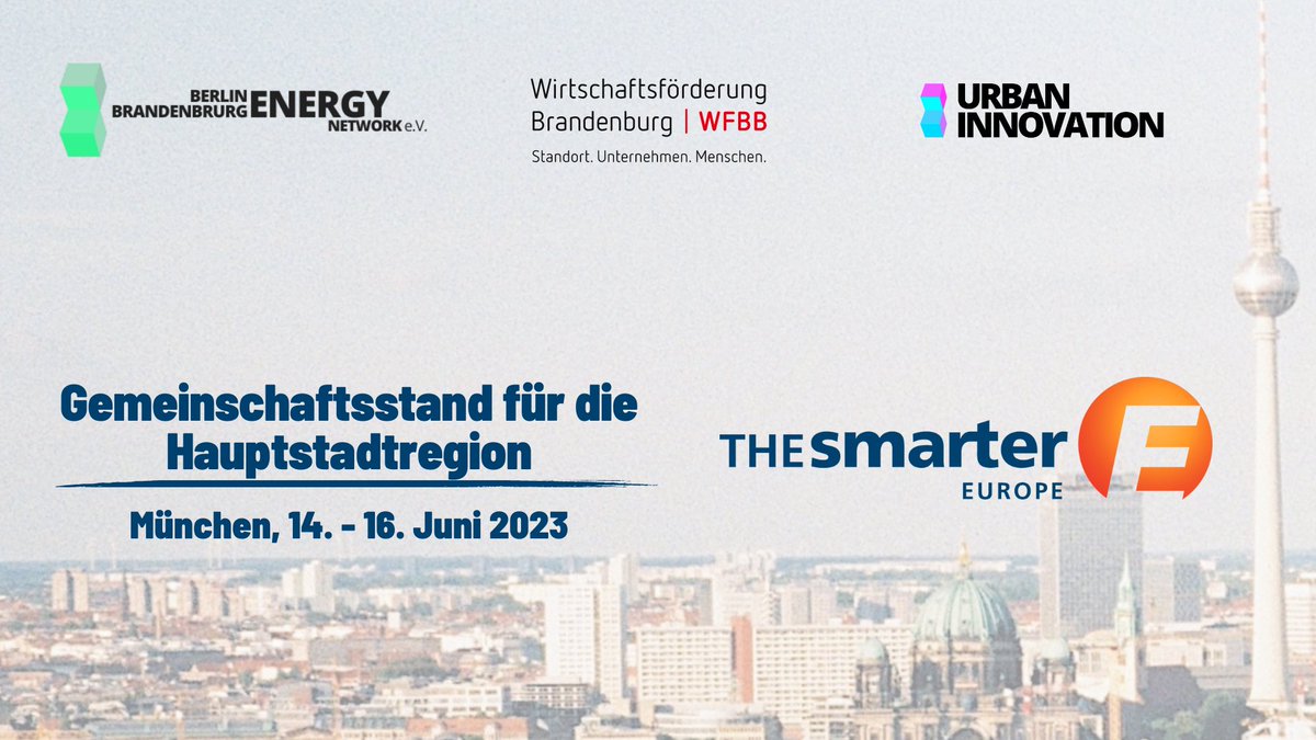 Zusammen mit #WFBBInternational bieten wir einen Gemeinschaftsstand für die #Hauptstadtregion Berlin-Brandenburg auf @the_smarter_E an 🔆.

Konditionen und Leistungen findet ihr hier: bit.ly/3iIV0BN
Bei Fragen meldet Euch gerne bei Sebastian unter sulm@bbenergynetwork.de