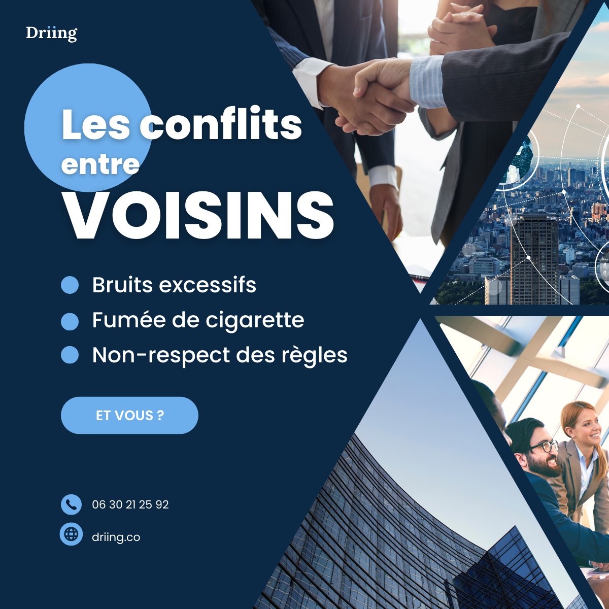 Driing_co's tweet photo. 🤝 Les litiges entre voisins peuvent être très difficiles à gérer. Ils peuvent être dus à des bruits excessifs, à de la fumée de cigarette, à un manque de respect et d’autres problèmes.
#Driing #Voisins #Communication #Immeubles https://t.co/gWllgz9Jb5