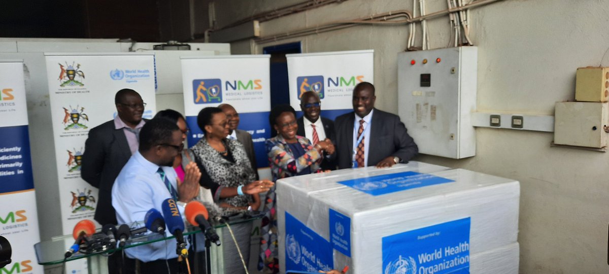 Ministry of Health- Uganda (@minofhealthug) on Twitter photo Uganda has received 1200 doses of vaccines from <a href="/WHOUganda/">WHO Uganda</a> which will be used in the Tokomeza #Ebola vaccine trial. This is first batch of one of the three candidate Vaccines against the Sudan Ebolavirus. Uganda has received 1200 doses of vaccines from <a href="/WHOUganda/">WHO Uganda</a> which will be used in the Tokomeza #Ebola vaccine trial. This is first batch of one of the three candidate Vaccines against the Sudan Ebolavirus.