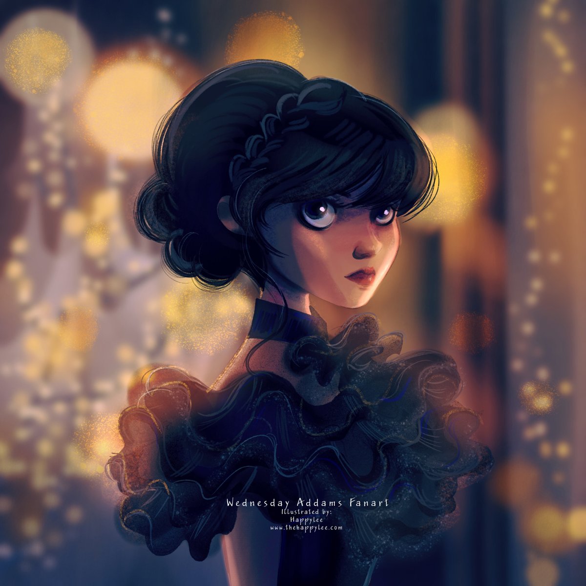 myhappylee's tweet photo. Of course, I will not miss drawing her pretty face #wednesdayaddams #FanArtFriday #illustrationartist https://t.co/Mv4aTYpwGN