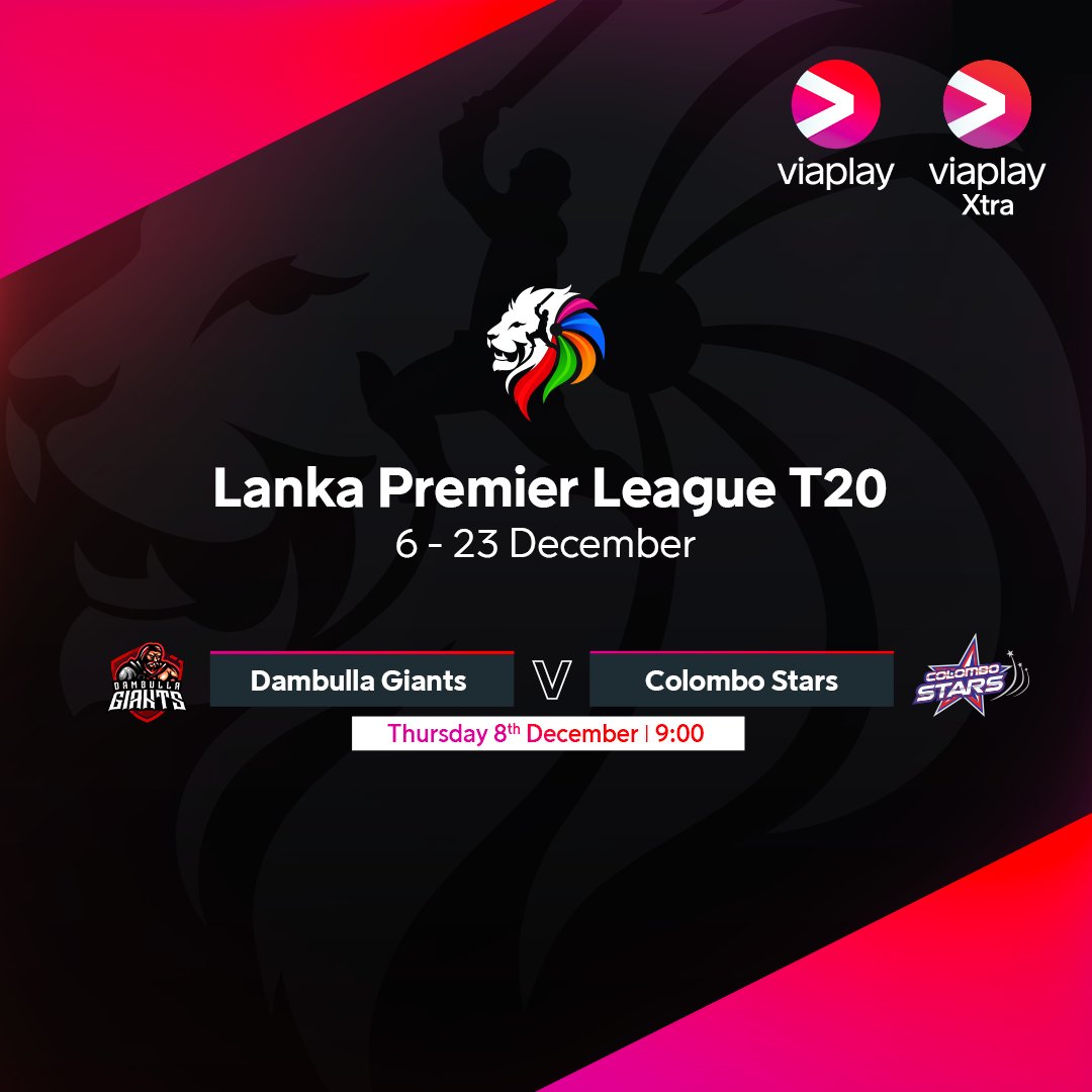 Game 5⃣ of this year's 𝗟𝗮𝗻𝗸𝗮 𝗣𝗿𝗲𝗺𝗶𝗲𝗿 𝗟𝗲𝗮𝗴𝘂𝗲 - live NOW on Viaplay Xtra 🏏📺 Both @DambullaGiants & @colombostarslpl seek their first win of the campaign. #LPLT20 #CricketTwitter