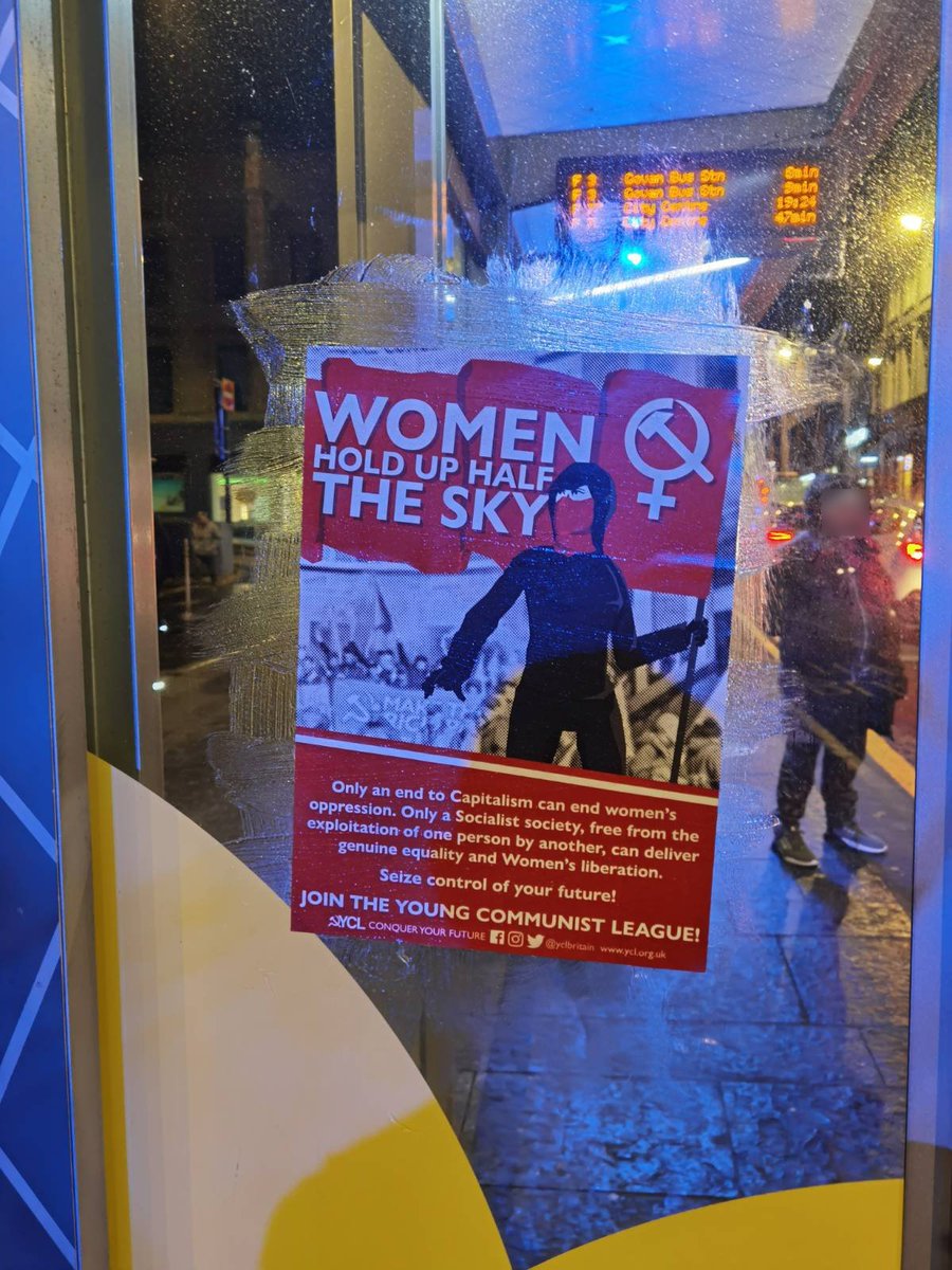 Our members last night, pasting agitprop materials across #Glasgow for the #16DaysOfAction