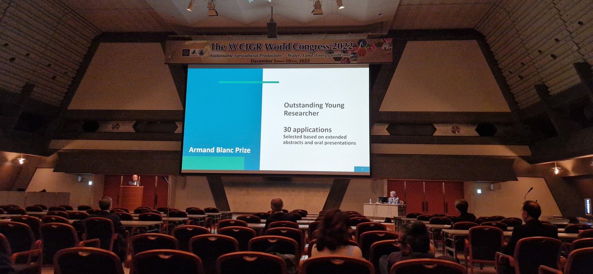 CIGR1930's tweet photo. Congratulations to Mr Zheng Yu from Chonnam National University,  Korea for winning the Armand Blanc award. He was selected from 30 abstracts and gave a very strong presentation. The award was collected by Prof Sakae Shibusawa. Well done Zheng Yu! #CIGR2022 https://t.co/rO3qcUQPsT