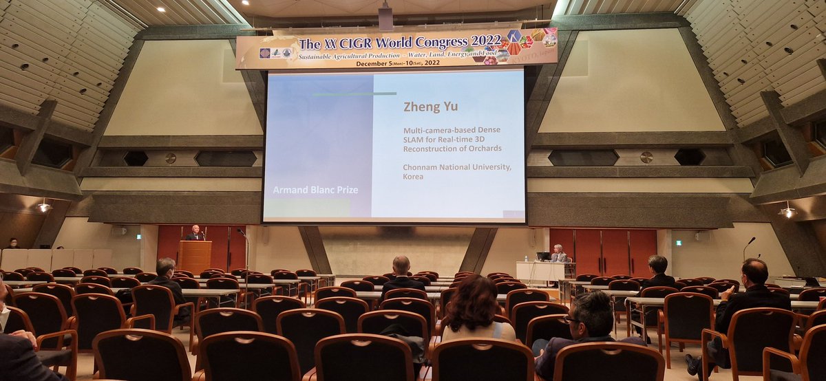 CIGR1930's tweet photo. Congratulations to Mr Zheng Yu from Chonnam National University,  Korea for winning the Armand Blanc award. He was selected from 30 abstracts and gave a very strong presentation. The award was collected by Prof Sakae Shibusawa. Well done Zheng Yu! #CIGR2022 https://t.co/rO3qcUQPsT