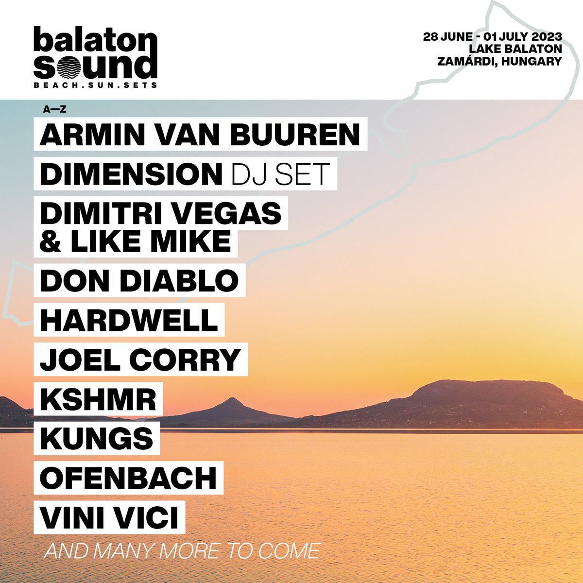 Welcome the very first names of #SOUND2023 🔥 Stay tuned as many more acts, including techno and house names dropping later.

Get your tickets for the best price for a limited 72 HOURS 🎫 balatonsound.com/tickets/ 

#balatonsound #BeachSunSets #lineup #flashsale