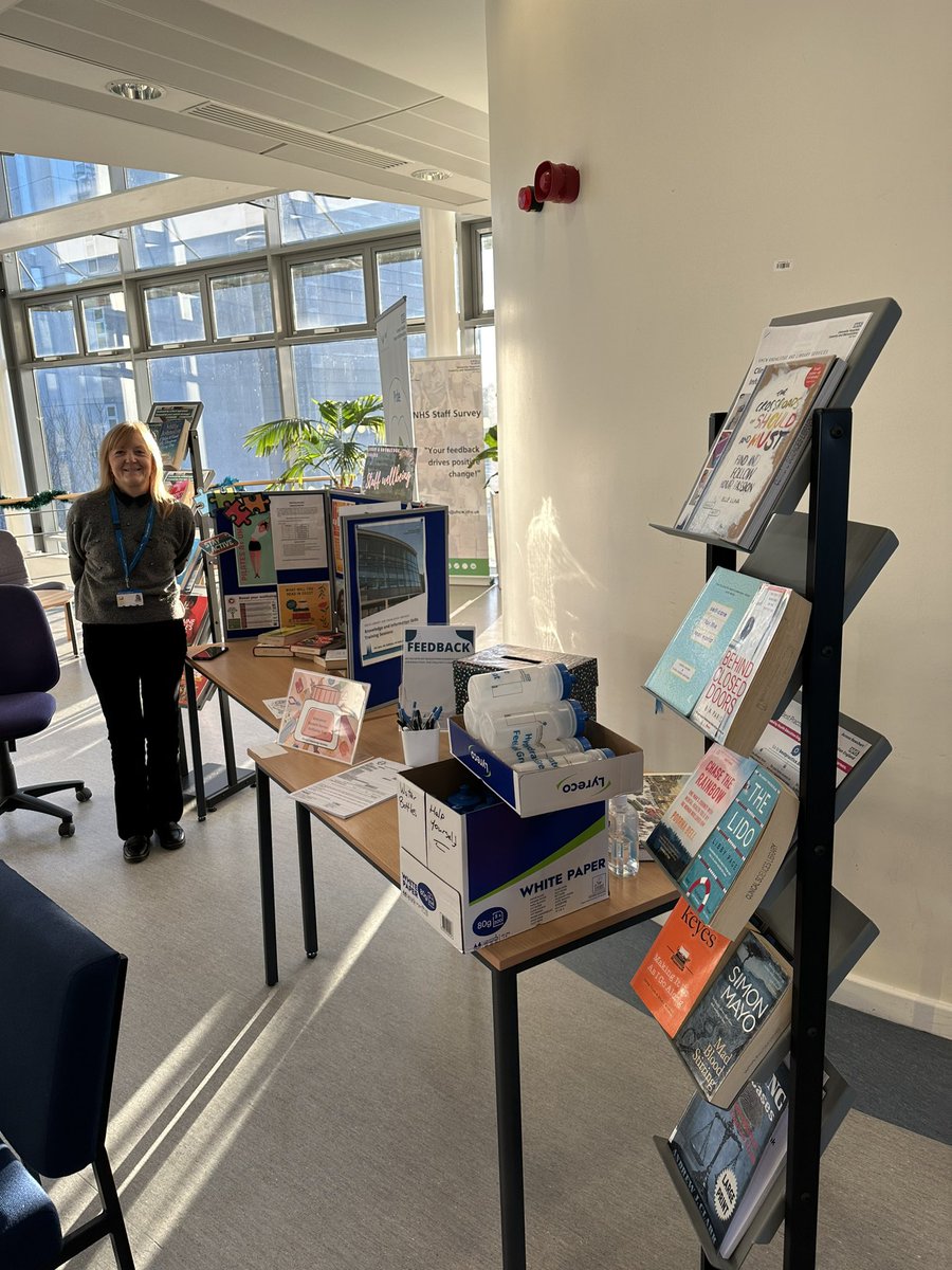 sharkli's tweet photo. In the CSB promoting our #wellbeing resources &amp; supporting #studentwellbeing #TeamUHCW @nhsuhcw #library #health https://t.co/AEEmGFNJmc