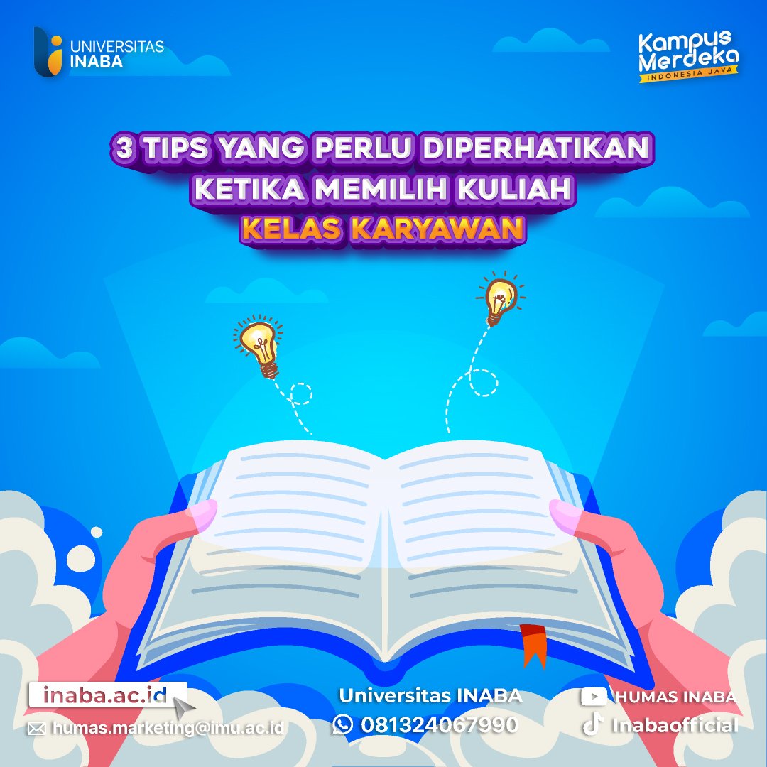 InabaUniversity's tweet photo. [3 TIPS YANG PERLU DI PERHATIKAN KETIKA MEMILIH KULIAH KELAS KARYAWAN]

Siapa dari #kawanINABA yang sedang bekerja tetapi dituntut juga untuk melanjutkan pendidikan ke jenjang yang lebih tinggi? https://t.co/nmPw5w8VV6