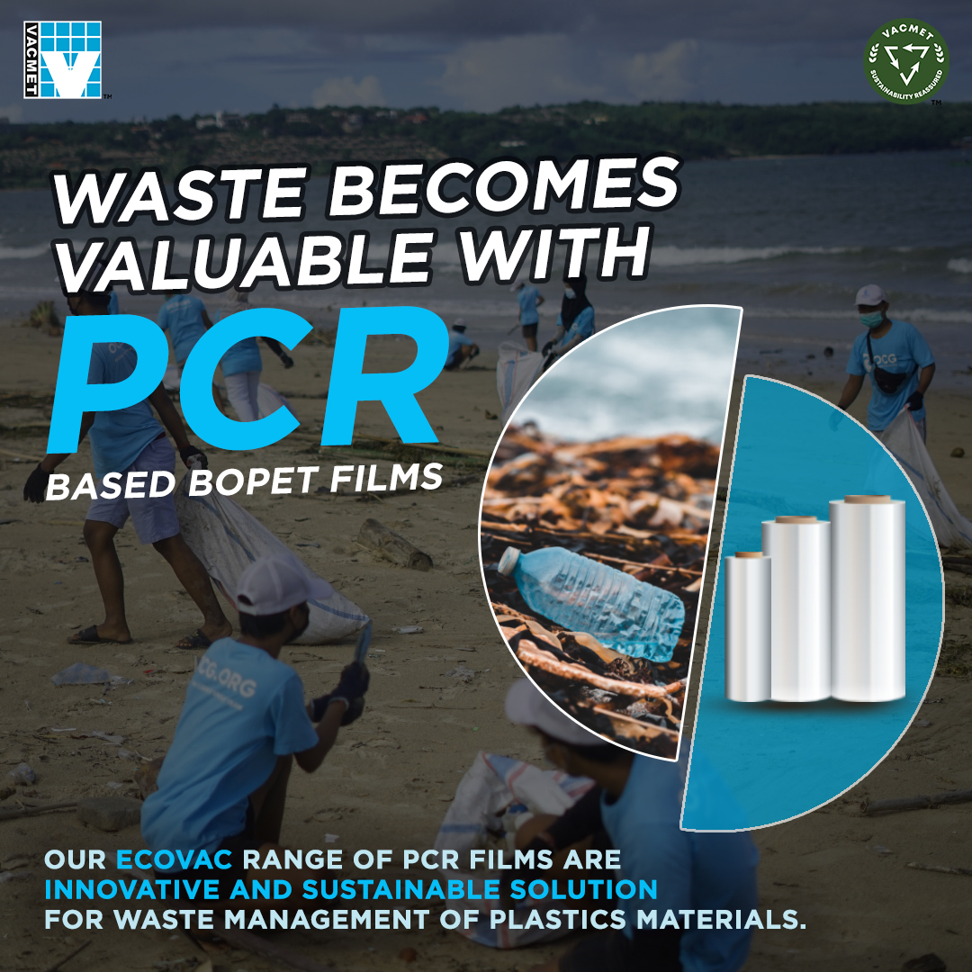 VacmetIndia's tweet photo. Vacmet's “ECOVAC” series of Environment-Friendly BOPET Films contains up to 90% of Post Consumer Recycled plastics, but the films available in transparent and metalized versions exhibit the same properties as any food-grade BOPET films.

#VacmetIndia #PolyesterFilms #EcoFriendly https://t.co/T4o9xWFu1B