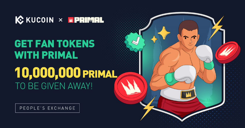 kucoincom's tweet photo. Get Fan Tokens With Primal @enterprimal: 10 Million $PRIMAL Are Up for Grabs!