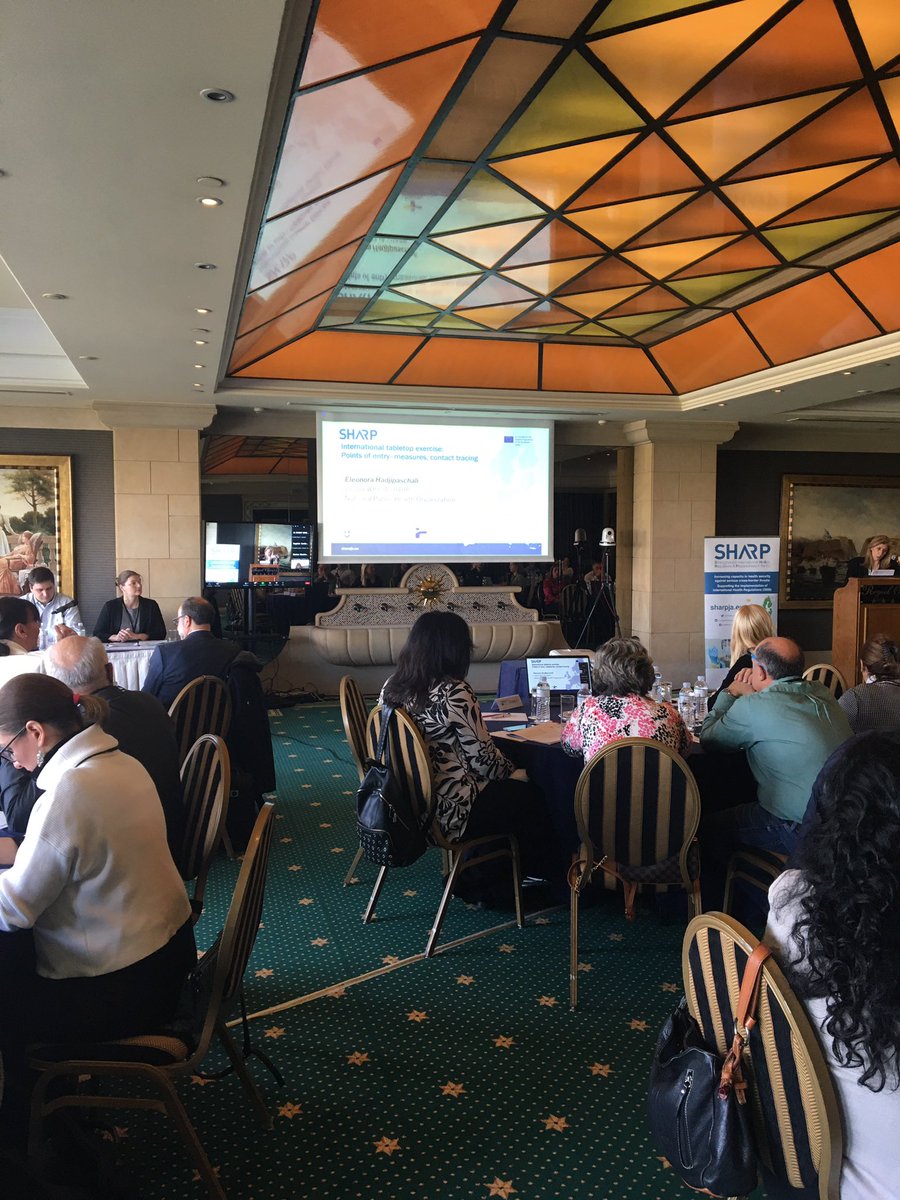 SHARP_EU's tweet photo. We’re kicking off day 1 of the International Table Top Exercise on #IHR at #pointsofentry! #SHARPJA is excited to welcome over 100 professionals in beautiful Athens. #npho @rki_de #batut institute. https://t.co/xmCDt7zneG