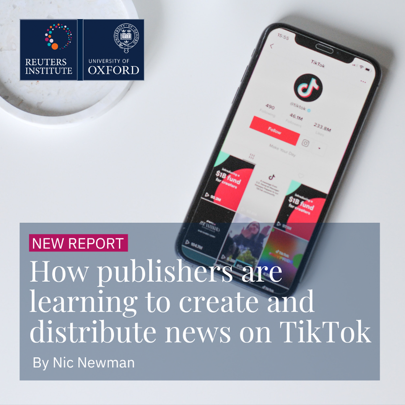 nicnewman (@nicnewman) on Twitter photo My new report on how news publishers use #TikTok is out today for <a href="/risj_oxford/">Reuters Institute</a>. Weâve tracked 200+ news brands on TikTok across 44 markets and talked to 20 top news producers about whatâs working.
đ± Read here reutersinstitute.politics.ox.ac.uk/how-publishersâŠ
đ§” Key findings in thread My new report on how news publishers use #TikTok is out today for <a href="/risj_oxford/">Reuters Institute</a>. Weâve tracked 200+ news brands on TikTok across 44 markets and talked to 20 top news producers about whatâs working.
đ± Read here reutersinstitute.politics.ox.ac.uk/how-publishersâŠ
đ§” Key findings in thread