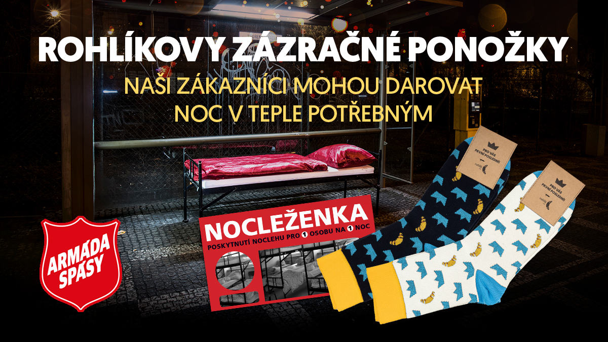 Měkouše rádi nebo neradi? 🧦🤔 Naše Rohlíkovy ponožky pro dobrou věc potěší i skalní vyznavače tvrdých dárků. Spojili jsme totiž síly s Armádou spásy ČR. Jejich nákupem zákazník pořizuje jeden pár navíc pro lidi bez domova a Nocleženku. Tisková zpráva 👉 bit.ly/3usVOO5