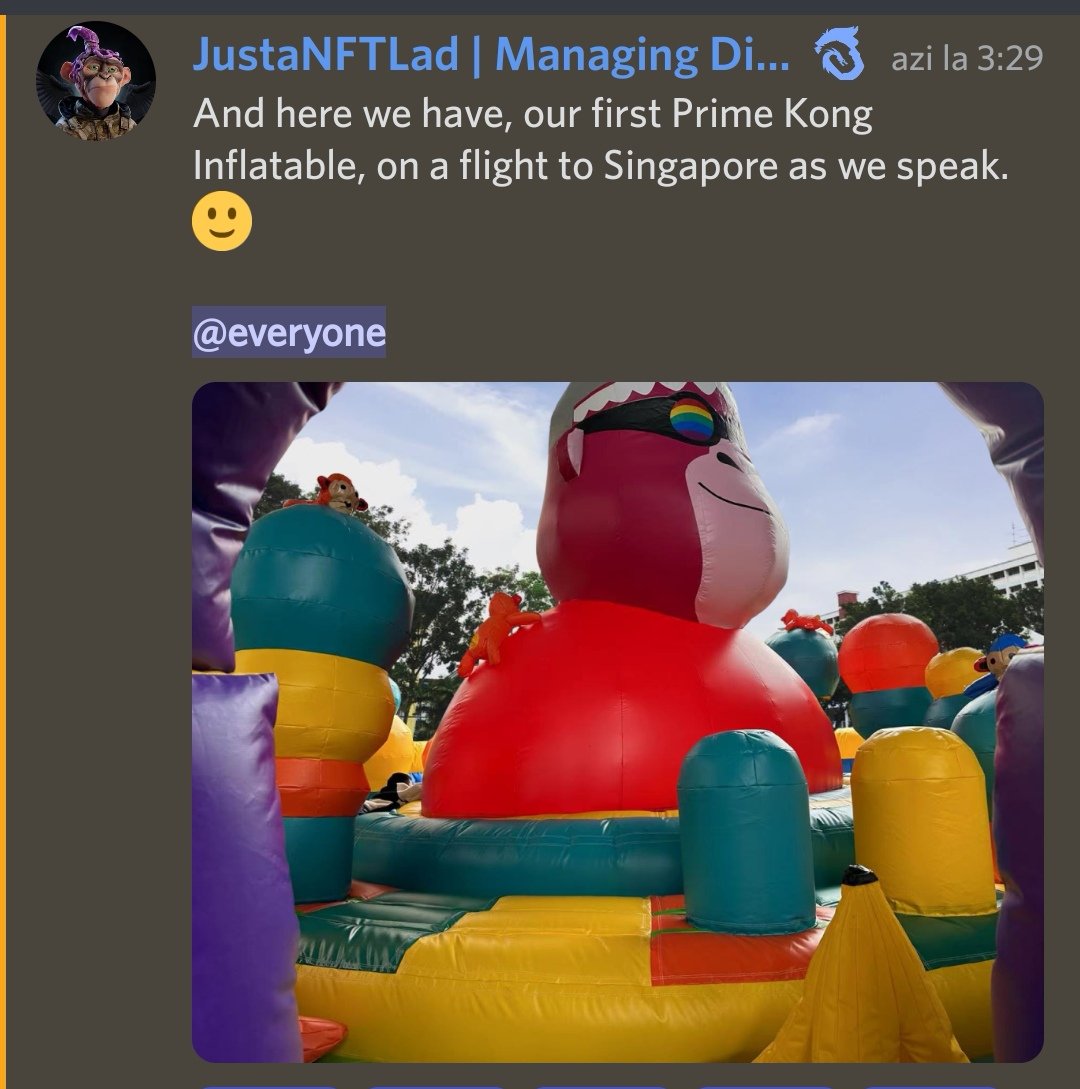 Claudiu86bogdan's tweet photo. Great reviews starts to come on @PrimeApePlanet discord from holders who atended the events managed by @justanftlad in Singapore.This is just the start of something huge.History is being created in #nft space as we speak. Web2 tied to web3 that generates pasive income for holders https://t.co/h7tc6t3JOT