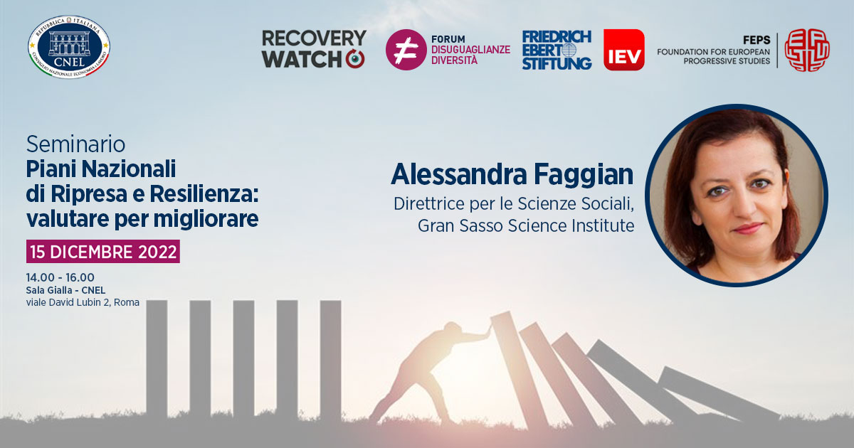 Di quanto sono place-based i Piani Nazionali di Ripresa e Resilienza, ce ne parlerà @afaggian, Direttrice per le Scienze Sociali, <a href="/GSSI_LAQUILA/">GranSassoScienceInst</a>. 
Appuntamento al 15 dicembre. 
Info 👉 bit.ly/15-12_FDD-FEPS…
Live su 👉 Youtube <a href="/cnel_it/">Consiglio Nazionale dell'Economia e del Lavoro</a>