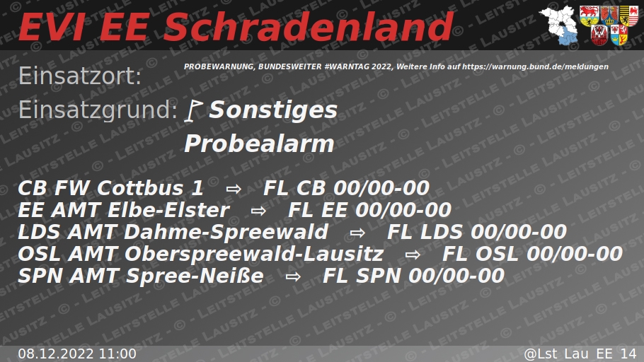 🔕 08.12.2022 11:00 🚩 I:Probealarm 🌐 PROBEWARNUNG, BUNDESWEITER #WARNTAG 2022, Weitere Info auf warnung.bund.de/meldungen 🚒 ⇨ FW Cottbus 1