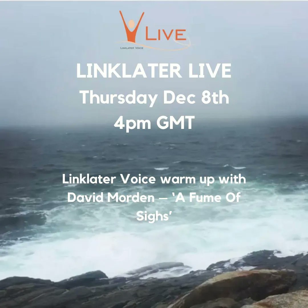 Today's Linklater Voice® Voice and Body warm up is led by Designated Linklater teacher David Morden – ‘A Fume Of Sighs’ 

To book click here: bit.ly/3PjTXVv 

#kristinlinklatervoicecentre #kristinlinklater #linklaterlaterlive #onlinevoice #voice #voicewarmup