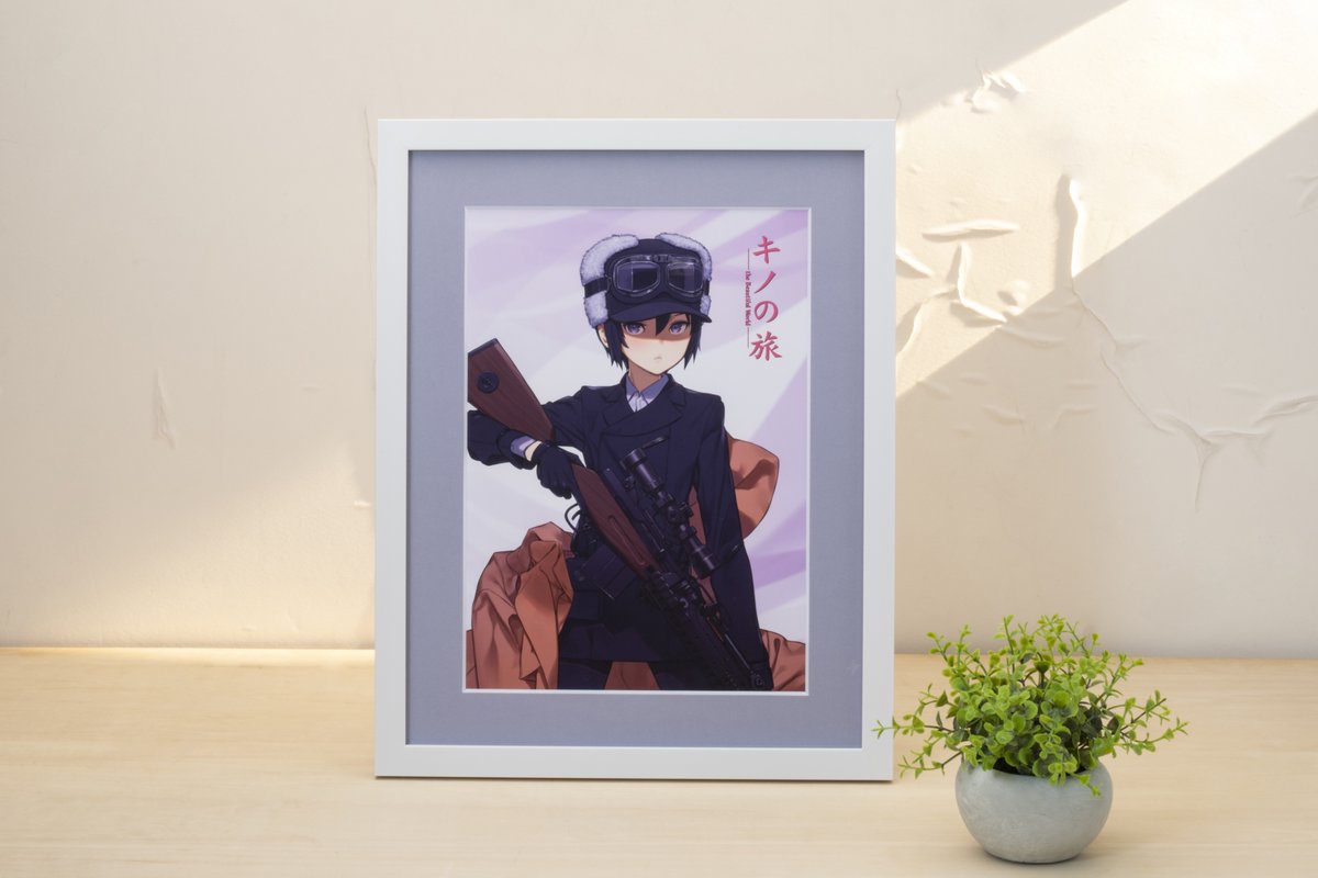 キノの旅時雨沢恵一黒星紅白箔押しサイン入り複製原画キャラファイングラフ