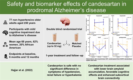 braincomms's tweet photo. Hajjar et al. report that candesartan treatment may provide favourable effects on brain amyloid accumulation and executive function in non-hypertensives with prodromal #AlzheimersDisease. @JoeyYang100 @okaformo @EmoryBrain @EmoryMedicine https://t.co/A8uLBOz1UT https://t.co/rGyIXLnnUn