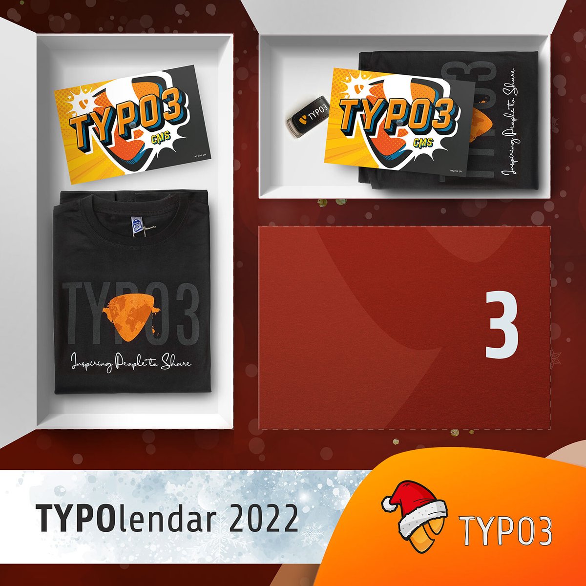 typo3's tweet image. 2nd TYPOlendar Door! ☃️
You have the chance to win another fantastic package, including the famous TYPO3 design t-shirt and some other surprises! 🎁 ✨

Check the image for the conditions of participation. 👇

We wish you all good luck!! 🧡

#TYPOlendar #CMS #WeLoveTYPO3