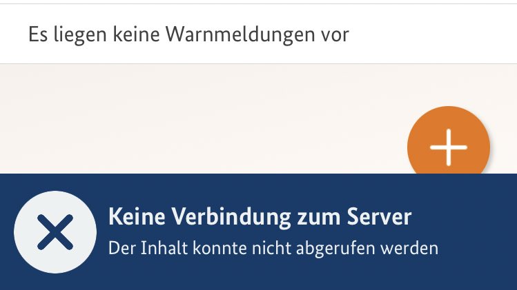 jpunktcarstens's tweet photo. Nur die #NINAApp kam nicht ganz klar. Push-Meldung ja, nähere Informationen gab es dann aber wegen fehlender Serververbindung nicht. #Warntag2022 https://t.co/9AZBkVKhem