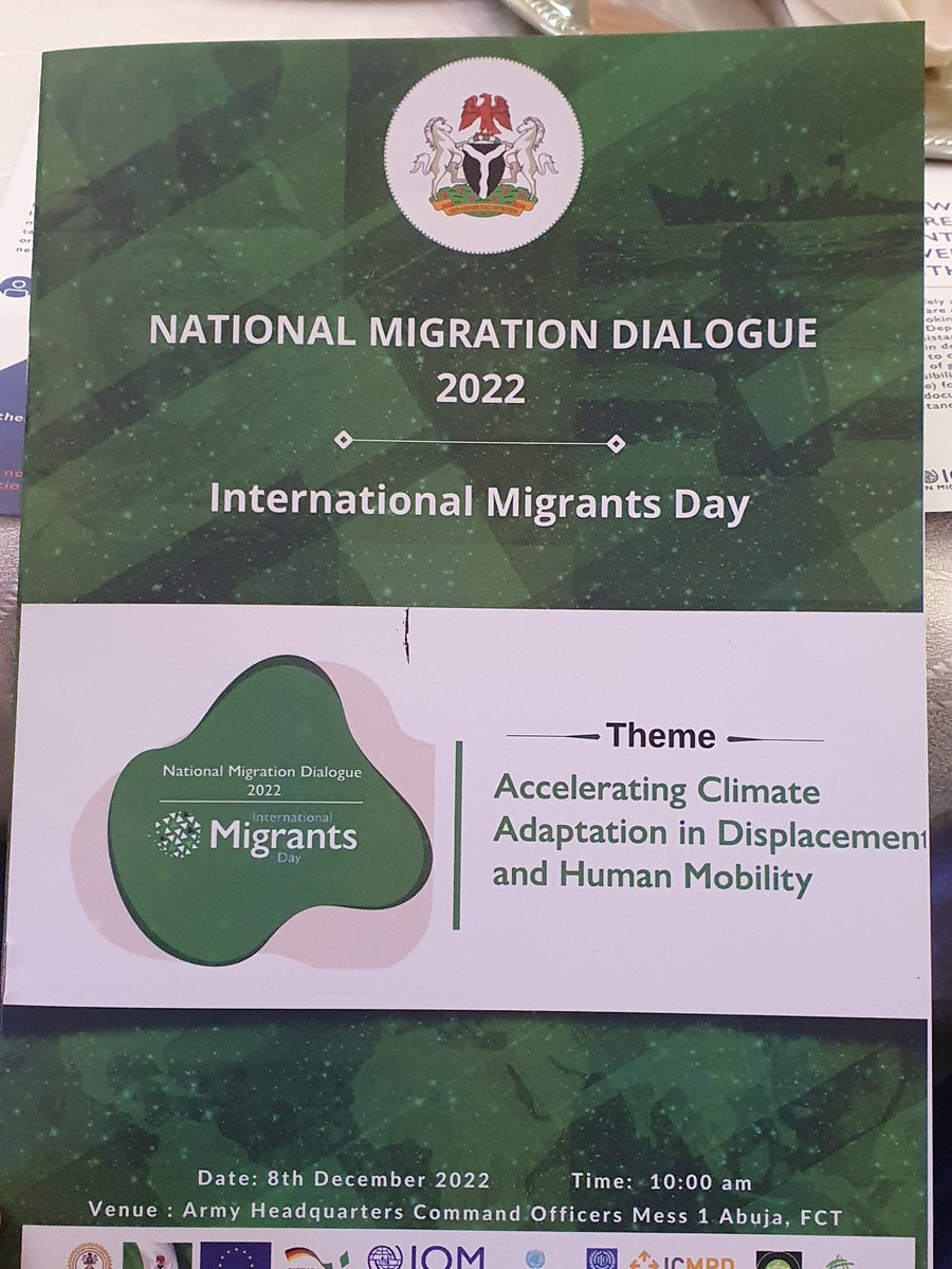 greencode12's tweet image. GREENCODE is participating in Natn'l Migration Dialogue
Marking International Migration Day 22
Theme-Accelerating Climate Adaptation in Displacement &amp;amp; Human Mobility
We pledged our support for the improvement of Migration Governance
@IOM_Nigeria 
@BAY_NNGO_Forum 
@EUinNigeria