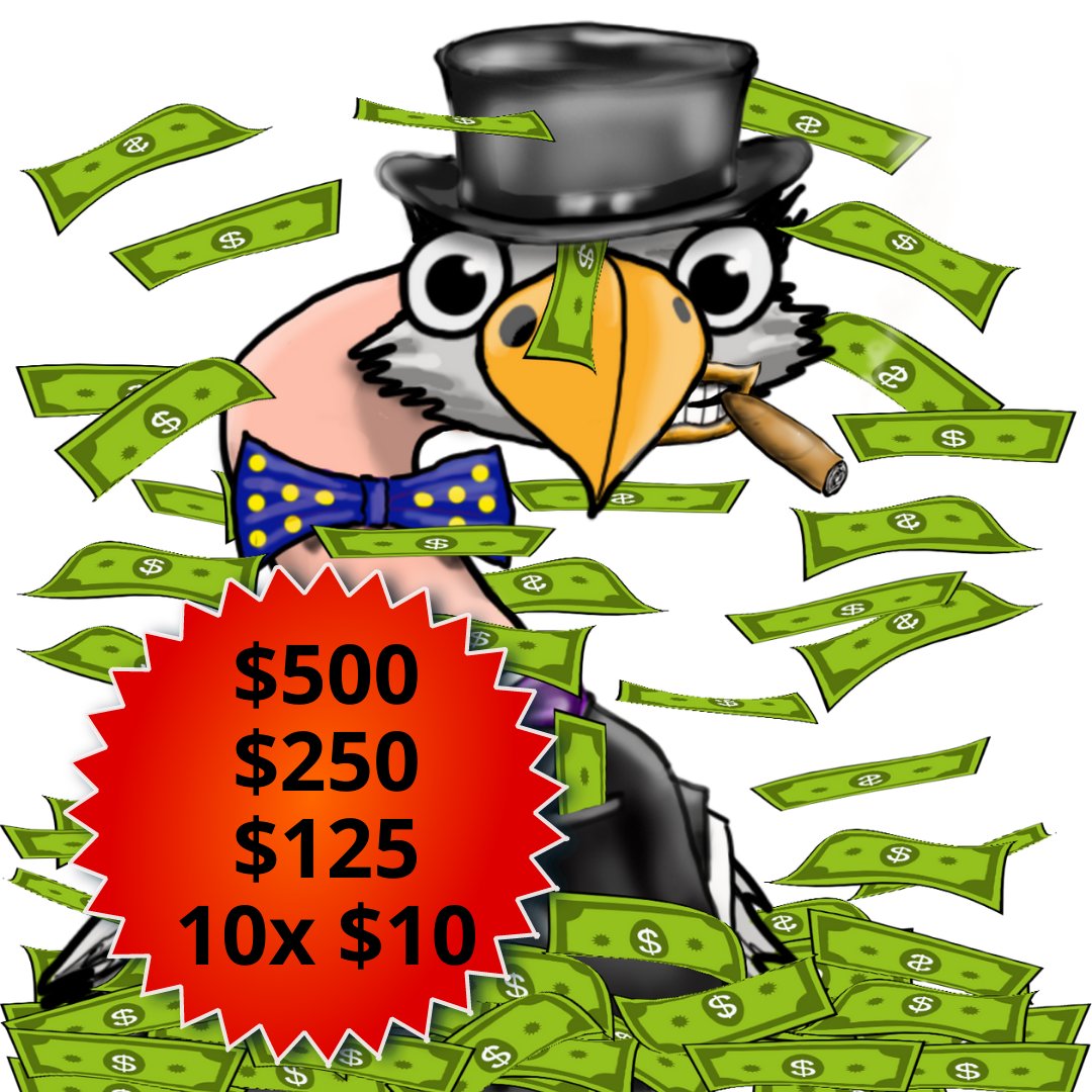 vulgareshock's tweet photo. Wow! Our sale has started with an amazing offer! 🔥 Buy 1 #NFT and get 1 for free. Become a holder of Vultureshock NFT and win money prizes up to $500!
Start minting now: https://t.co/FZIwVuT9ek 

Join our #NFTcommunity of bird lovers at https://t.co/ekDqITIeVK https://t.co/sFrM5pczVR