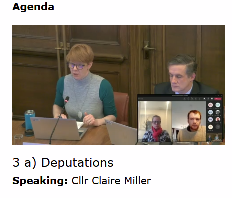 SpokesLothian's tweet photo. @Edinburgh_CC @planningedin #EdinWebCast #CirculationPlan

Spokes deputn by @DaveJFrench 
[p10-11] ->https://t.co/uv7ZibIYFz

We stress *connected* *comprehensive* network

QNS

@CllrCMiller stresses town centre🚲routes, not side streets; also to consult minority groups

@SanneDD highlights junction dangers https://t.co/GB61nh3Ugo