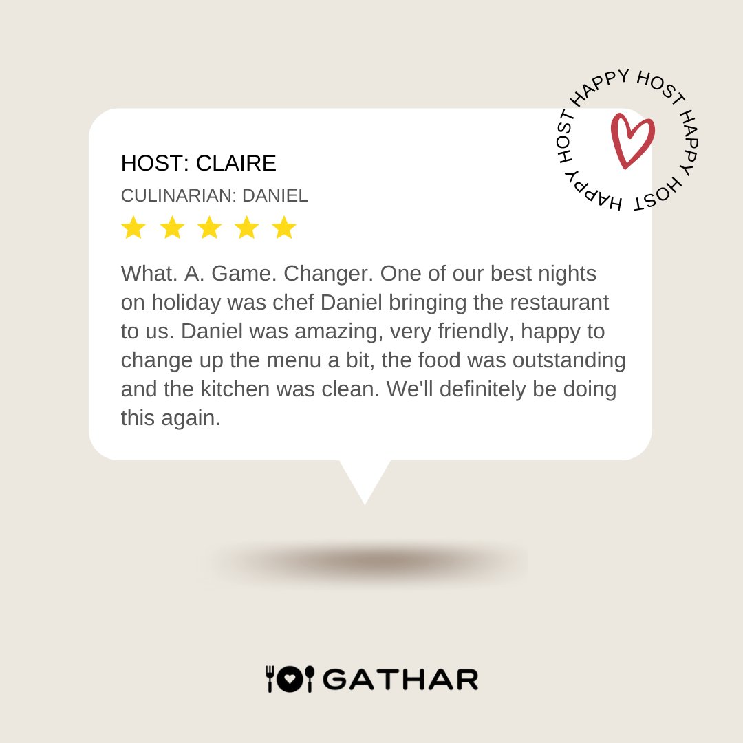 Life hack: instead of going to a restaurant, bring the restaurant to you with a Gathar private chef! 🌟 Read Claire's review + more here: bit.ly/3zyF4Iy