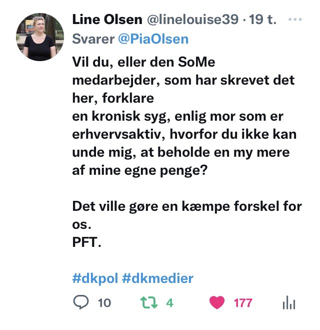 linelouise39's tweet image. Nå - @PiaOlsen eller SoMe medarbejderen, blev åbenbart fornærmet over et helt relevant, venligt og demokratisk spørgsmål fra en borger. 
Jesus altså….