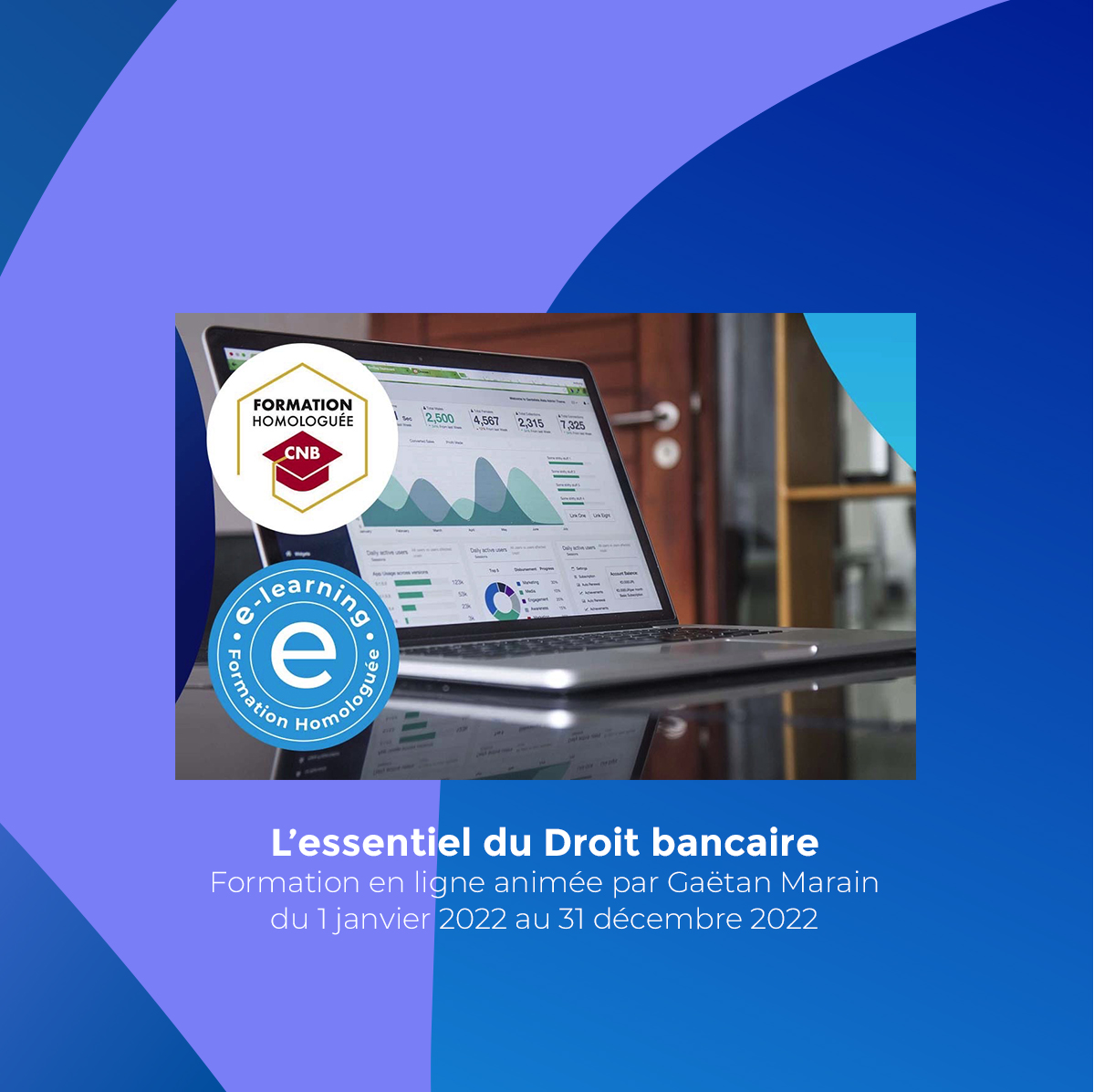 Opérations bancaires : validez vos heures par Internet avant le 31 décembre 2022
Formation en ligne animée par Gaëtan Marain du 1er janvier 2022 au 31 décembre 2022 #formationadistance #elearning #avocat #droit #formations #legaltech #enseignement #formationprofessionnelle