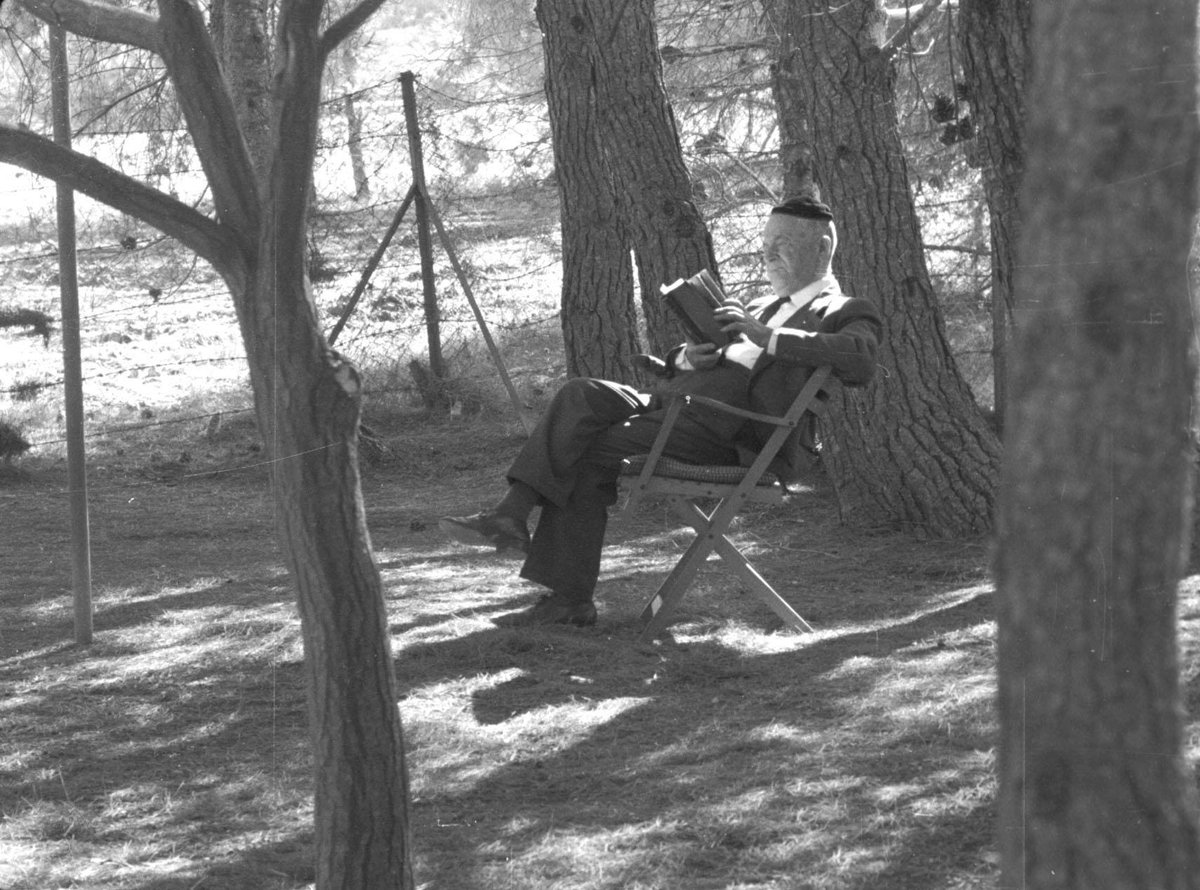 "People’s talk and the stories they tell have been engraved on my heart, and some of them have flown into my pen."

S.Y. Agnon in his backyard, October, 1966.

Agnon received the Nobel Prize in Literature on December 10 of that year.