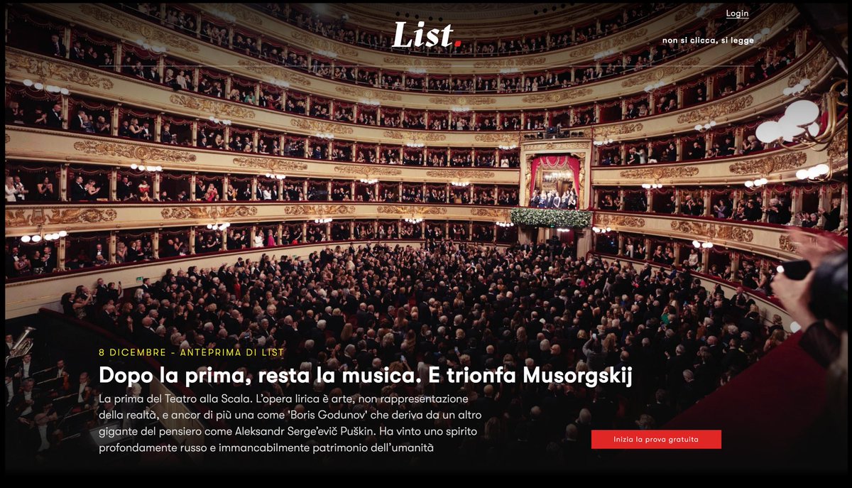 🎼 Dopo la prima, resta la musica. E trionfa Musorgskij. Ha vinto uno spirito profondamente russo e immancabilmente patrimonio dell’umanità. #PrimaScala #BorisGodunov 

Leggi #List newslist.it
